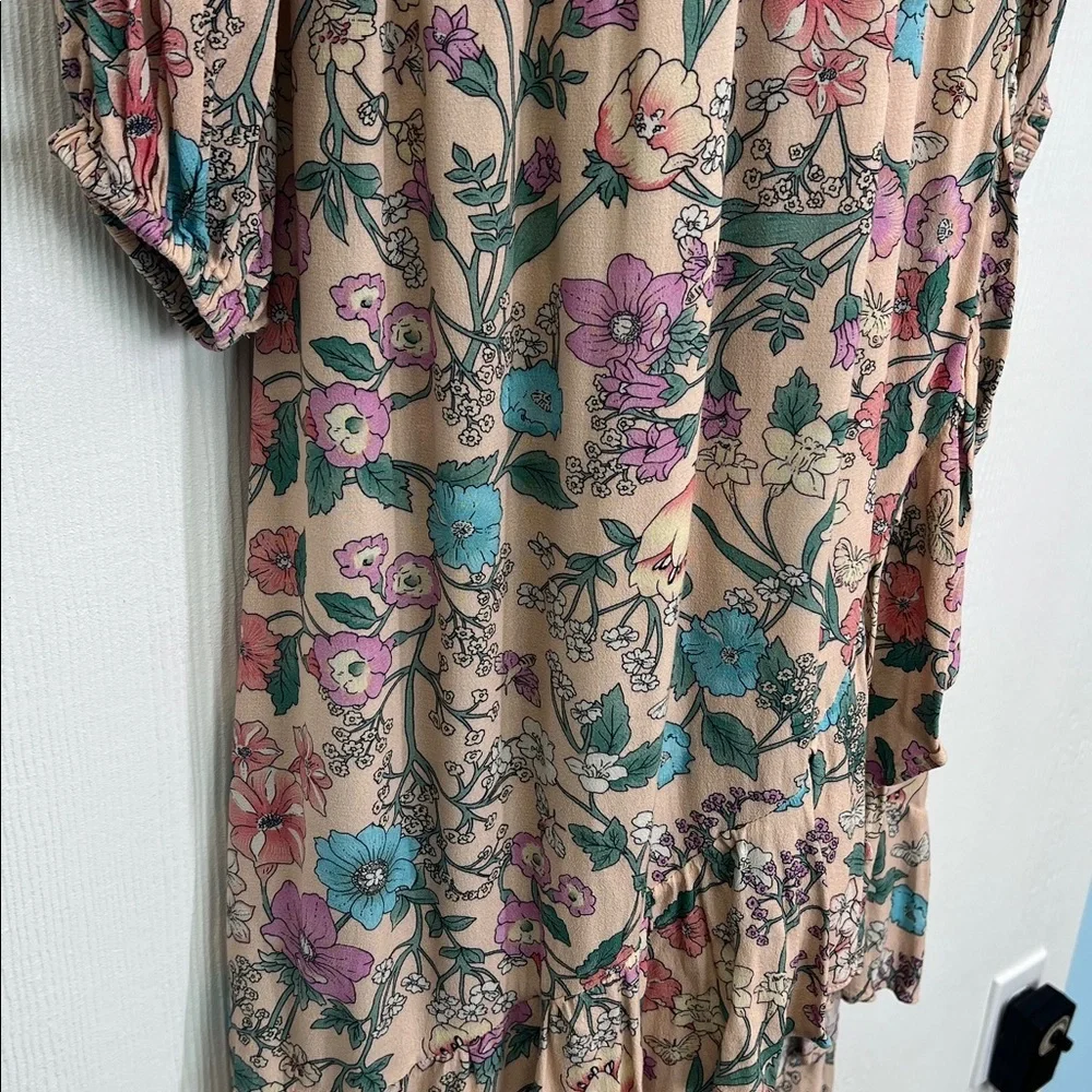 Spell - Sayulita Frill Colorful Floral V Neck Long Sleeve Midi Dress Size Medium - Picture 7 of 14